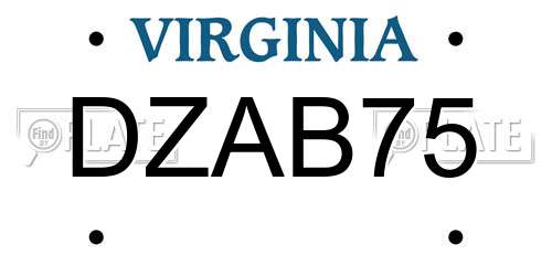DZAB75 Virginia License Plate