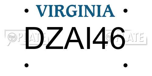 DZAI46 Virginia License Plate
