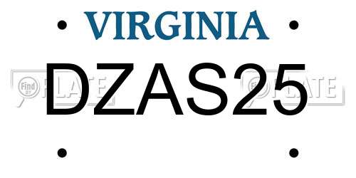 DZAS25 Virginia License Plate