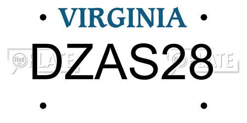 DZAS28 Virginia License Plate