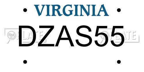 DZAS55 Virginia License Plate