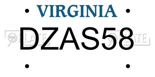 DZAS58 Virginia License Plate