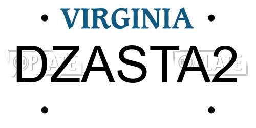 DZASTA2 Virginia License Plate