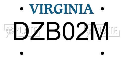 DZB02M Virginia License Plate