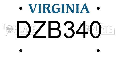 DZB340 Virginia License Plate