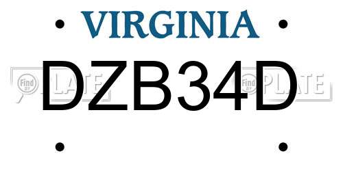 DZB34D Virginia License Plate
