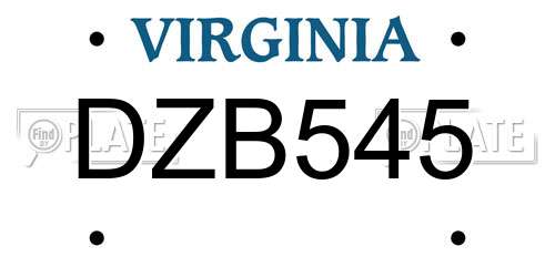 DZB545 Virginia License Plate