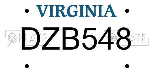 DZB548 Virginia License Plate