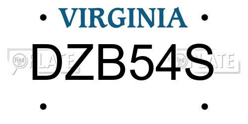 DZB54S Virginia License Plate