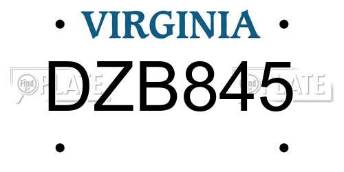 DZB845 Virginia License Plate