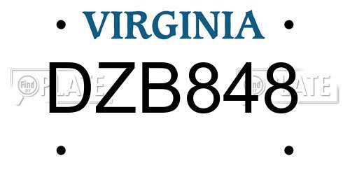 DZB848 Virginia License Plate