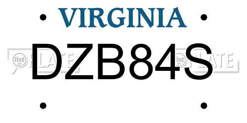 DZB84S Virginia License Plate