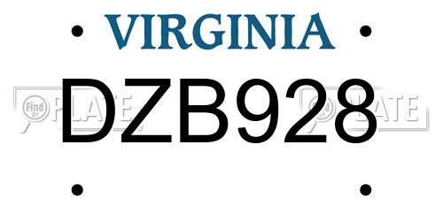 DZB928 Virginia License Plate