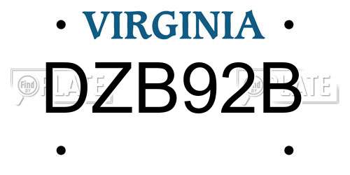 DZB92B Virginia License Plate