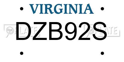 DZB92S Virginia License Plate