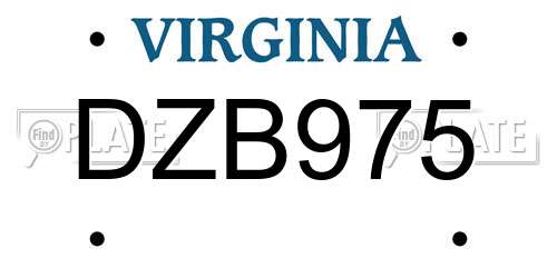 DZB975 Virginia License Plate