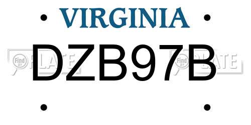 DZB97B Virginia License Plate