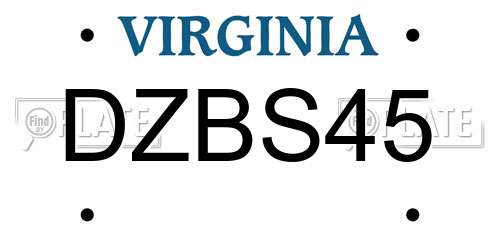 DZBS45 Virginia License Plate