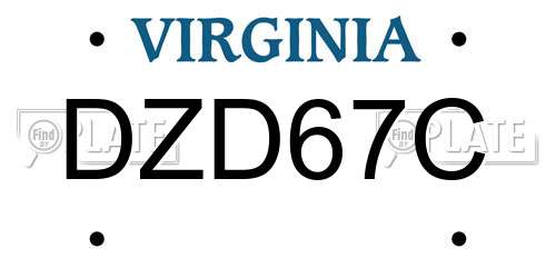 DZD67C Virginia License Plate