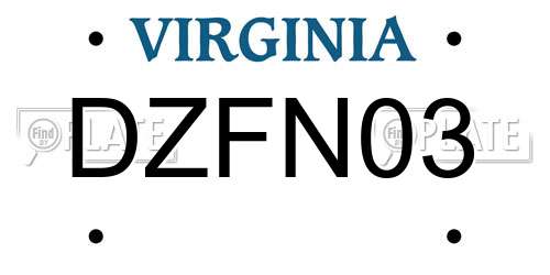 DZFN03 Virginia License Plate