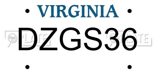 DZGS36 Virginia License Plate