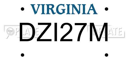 DZI27M Virginia License Plate