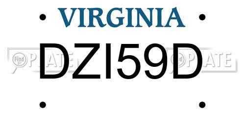 DZI59D Virginia License Plate