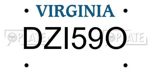 DZI59O Virginia License Plate
