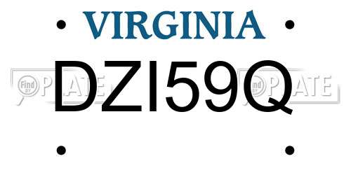DZI59Q Virginia License Plate