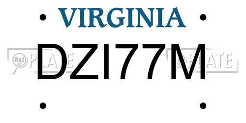 DZI77M Virginia License Plate