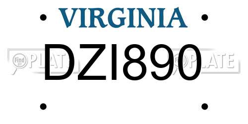 DZI890 Virginia License Plate