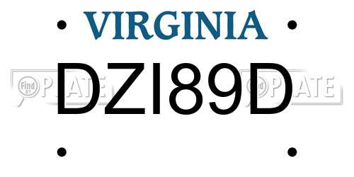 DZI89D Virginia License Plate