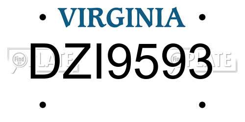 DZI9593 Virginia License Plate