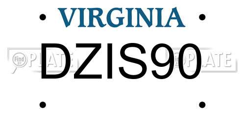 DZIS90 Virginia License Plate
