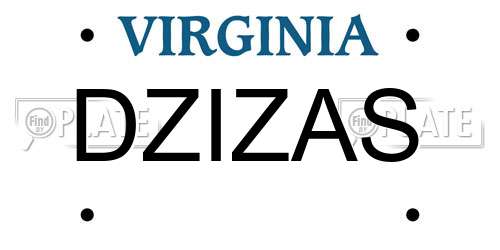 DZIZAS Virginia License Plate