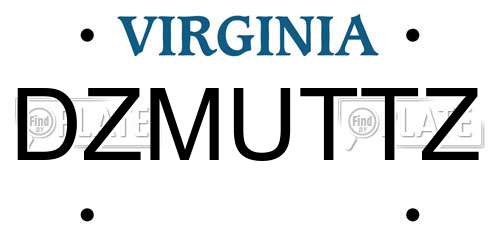 DZMUTTZ Virginia License Plate