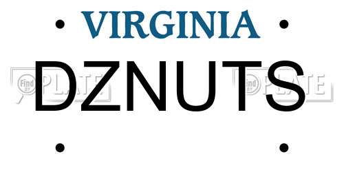 DZNUTS Virginia License Plate
