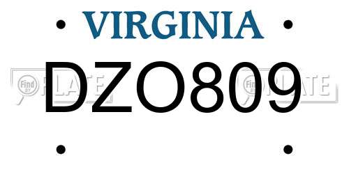 DZO809 Virginia License Plate