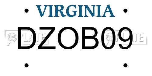 DZOB09 Virginia License Plate
