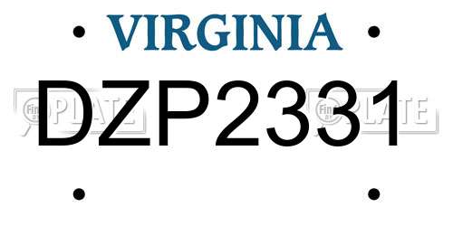 DZP2331 Virginia License Plate