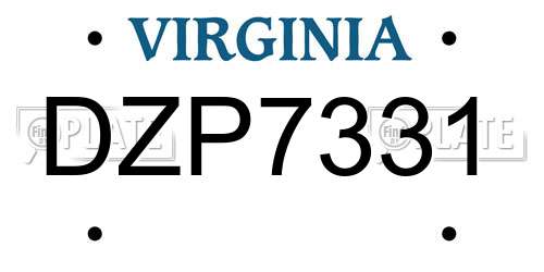 DZP7331 Virginia License Plate