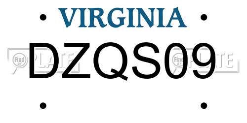 DZQS09 Virginia License Plate