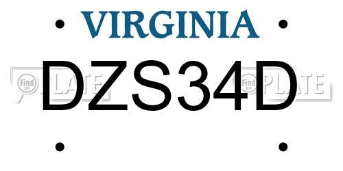 DZS34D Virginia License Plate