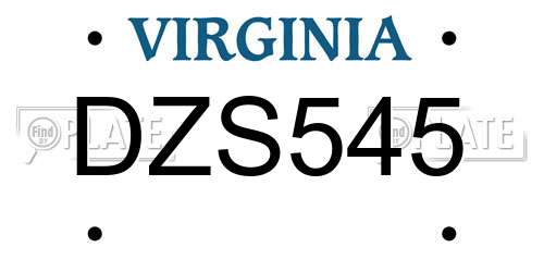 DZS545 Virginia License Plate