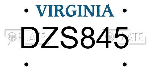 DZS845 Virginia License Plate
