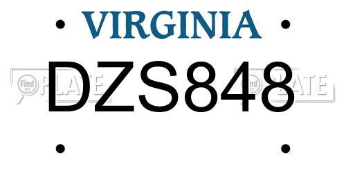 DZS848 Virginia License Plate