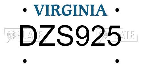 DZS925 Virginia License Plate