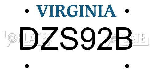 DZS92B Virginia License Plate