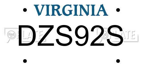 DZS92S Virginia License Plate