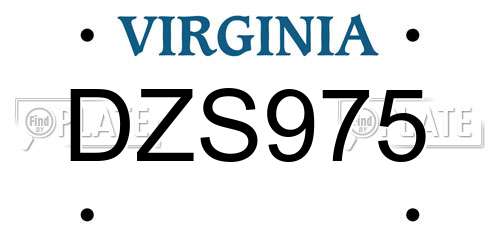 DZS975 Virginia License Plate